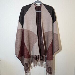 Moss Rose Burgundy Black and Cream Color Shawl Wrap for Women Size OS